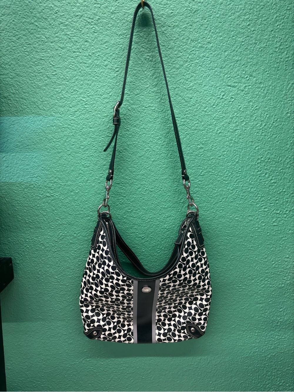 Coach Black & White Patterned Shoulder Bag